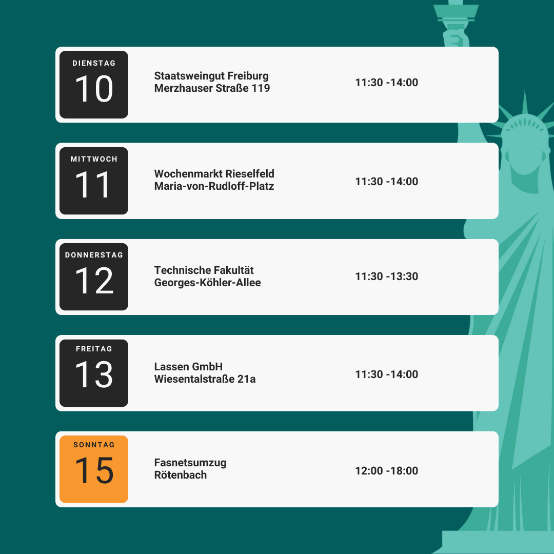 Wochenfahrplan Frachtgut